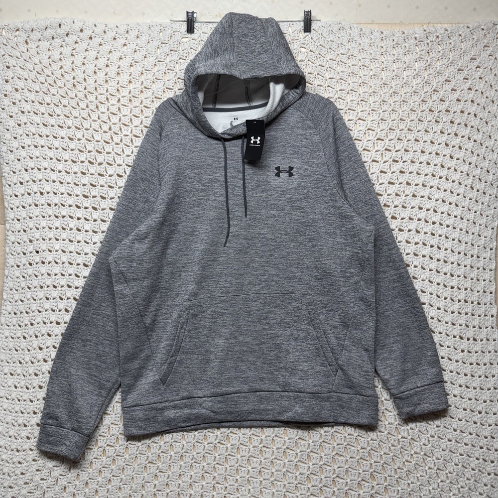 Under Armour UA Fleece Twist Hoodie Mens Size XL Heather Gray Loose Pullover NWT
